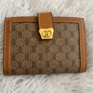 Vintage Gucci Tan and Brown Monogram Wallet